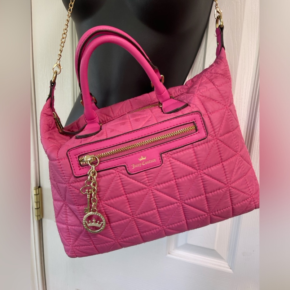 Juicy Couture Quilted Hot Pink Tote with Gold Accents